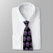 Cravate Cravate, Joli Motif Fleur, Violet, Bleu, Rose (Attaché)