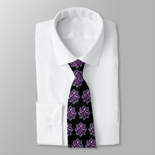 Cravate Cravate, Joli Motif Fleur, Violet, Bleu, Rose (Attaché)