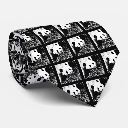 Cravate Cravate, Pop Art Géant Panda Noir & Blanc (Roulé)