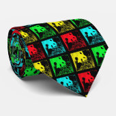 Cravate Cravate, Pop Art Géant Panda Rouge Bleu Jaune Vert (Roulé)