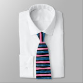 Cravate Cravate, Rayures Peintes, Bleu et Rose (Attaché)