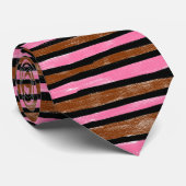 Cravate Cravate, Rayures Peintes, Rose et Marron (Roulé)