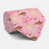 Cravate Cravate-rose et Brown pour requins hommes (Roulé)