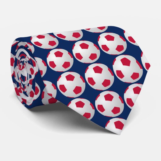 Cravate Cravate, Soccer Ball, Red, White and Blue Sports (Roulé)