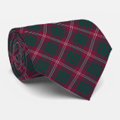 Cravate Crawford Clan Tartan noir rouge et vert plaid (Roulé)