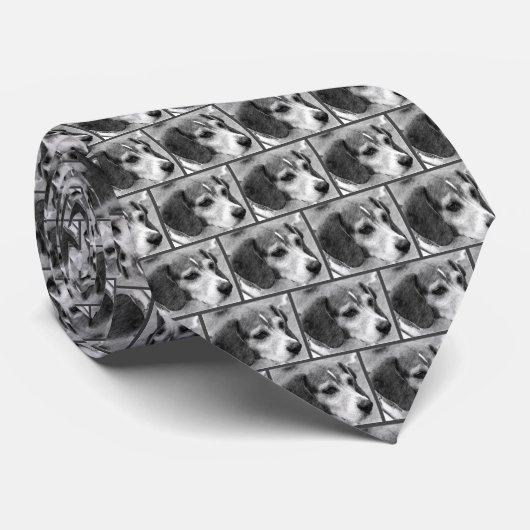 Cravate Crayon visage chien beagle art (Roulé)