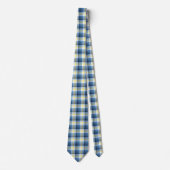Cravate Crazy Check Plaid Bleu et Jaune à deux côtés (Devant)