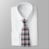 Cravate Crazy Check Plaid rose et noir à deux côtés (Attaché)