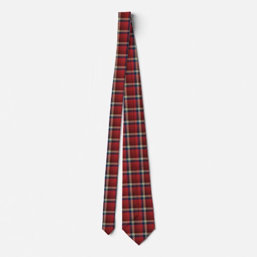 Cravate Crazy Check Plaid Rouge et Navy à deux côtés (Dos)