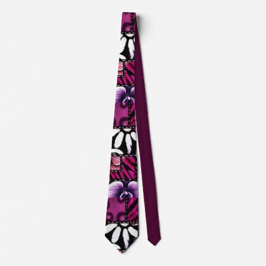Cravate Crazy Quilt Black Cherry Floral Pattern  (Devant)