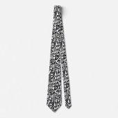 Cravate Crazy Structure Motif 060423 - Blanc sur noir (Devant)