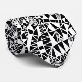Cravate Crazy Structure Motif 060423 - Blanc sur noir (Roulé)