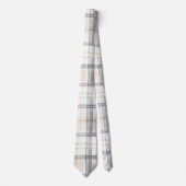 Cravate Cream Grey Yellow Plaid Stripes (Devant)