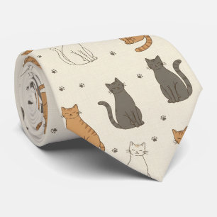 Cravate Cream Kitty & Empreinte de Patte