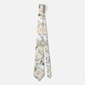 Cravate Creamme blanc Desdia Rose Mariage blanc Floral (Devant)