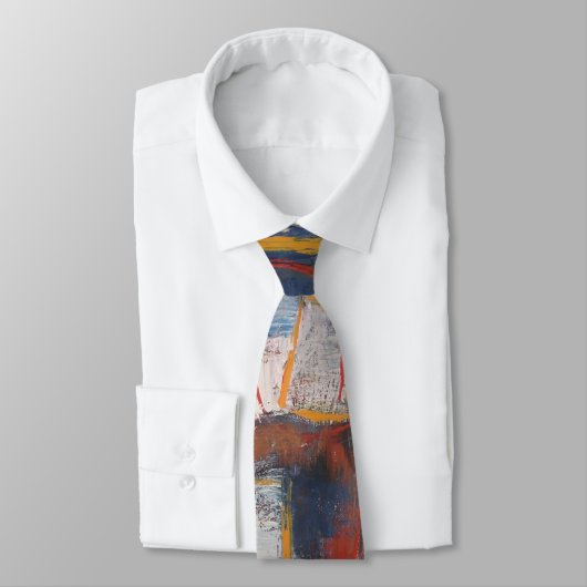 Cravate Créatif Original Orange Rouge Bleu Abstrait Modern (Attaché)
