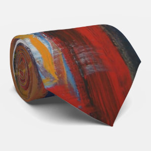 Cravate Créatif Original Orange Rouge Bleu Abstrait Modern