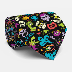 Cravate Créatures d'Halloween éffrayant en design motif co