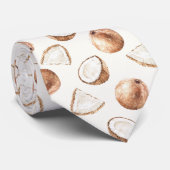 Cravate Crème brune tropicale coco (Roulé)