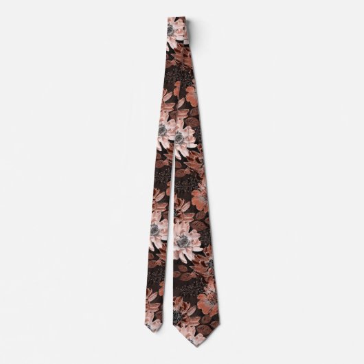 Cravate Crème, fleurs de teracote sur un arrière - plan br (Dos)