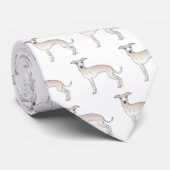 Cravate Crème Italien Greyhound Cute Cartoon Motif chien (Roulé)