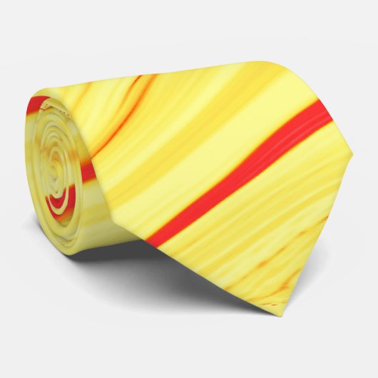 Cravate Crème mangue, avec trait de corail ou de rouge cou (Roulé)