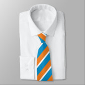 Cravate Crème orange et bleu en poudre diagonalement rayé (Attaché)