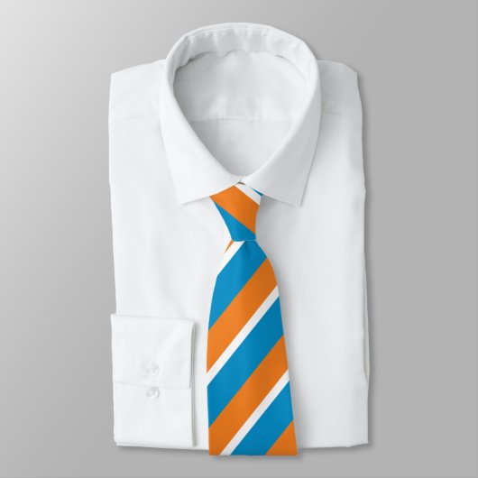 Cravate Crème orange et bleu en poudre diagonalement rayé (Attaché)