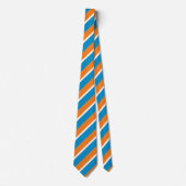 Cravate Crème orange et bleu en poudre diagonalement rayé (Devant)