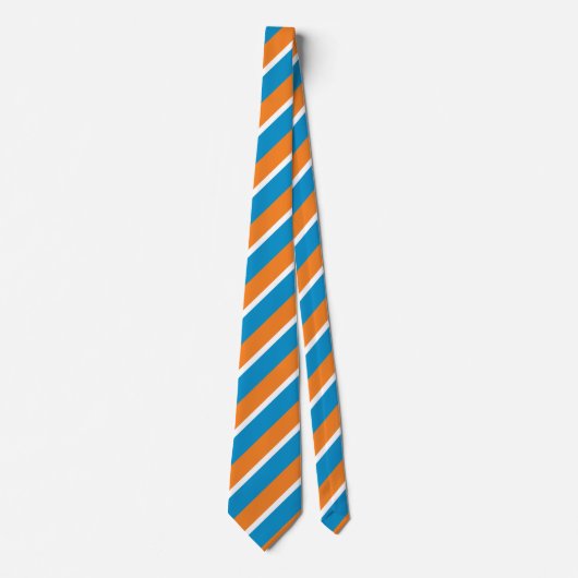 Cravate Crème orange et bleu en poudre diagonalement rayé (Devant)
