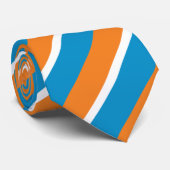 Cravate Crème orange et bleu en poudre diagonalement rayé (Roulé)
