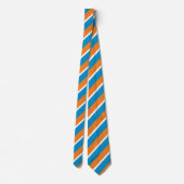 Cravate Crème orange et bleu en poudre diagonalement rayé (Dos)