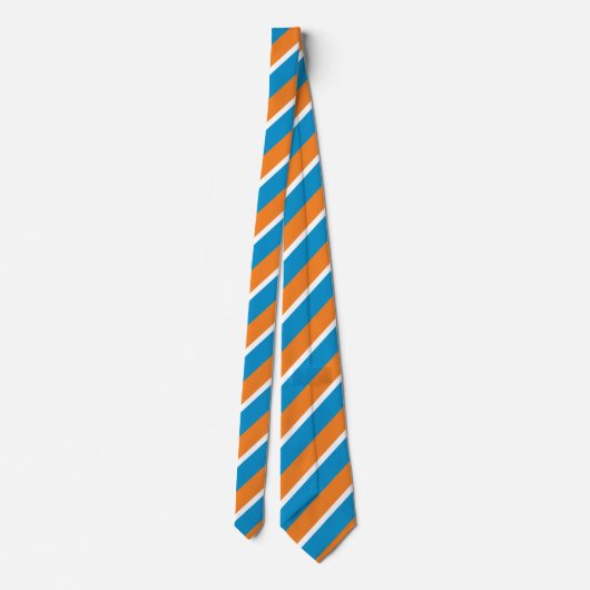 Cravate Crème orange et bleu en poudre diagonalement rayé (Dos)