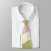 Cravate Crème Rose Vert Couleur Palette Bandes Monogramme (Attaché)