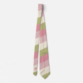Cravate Crème Rose Vert Couleur Palette Bandes Monogramme (Dos)