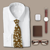 Cravate Crème vintage Fleurs Personnaliser Initiale