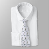 Cravate Crescent Bleu Lune avec Motif Fleurs Blanches (Attaché)