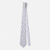 Cravate Crescent Bleu Lune avec Motif Fleurs Blanches (Devant)