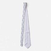 Cravate Crescent Bleu Lune avec Motif Fleurs Blanches (Dos)