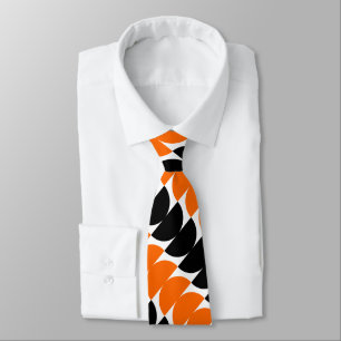 Cravate Crescents alternatifs 02a - Orange et Noir