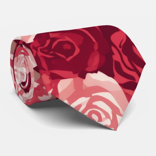 Cravate Crimson & Blush Seamless Rose Pattern (Roulé)