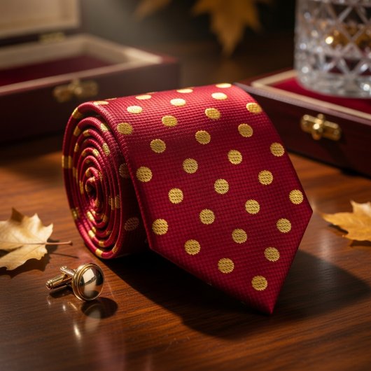 Cravate Crimson & Gold à pois
