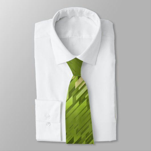 Cravate Cristal Prisme Rayé Spectre Vert Deux Côtés (Attaché)