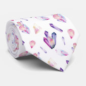 Cravate Cristaux rose, pourpre et verte (Roulé)