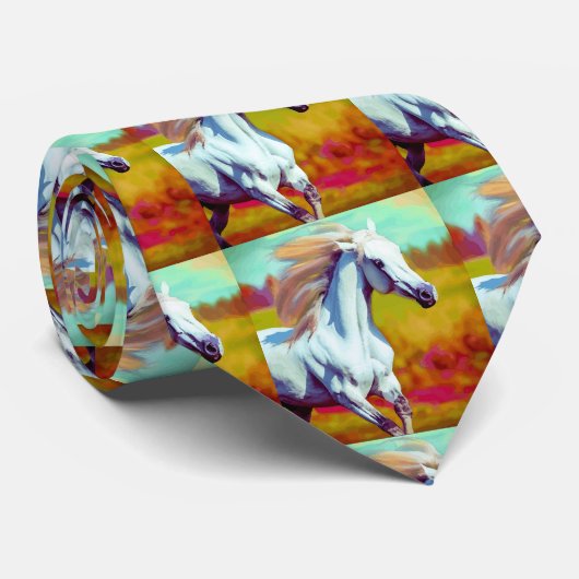 Cravate Crochet blanc à cheval (Roulé)