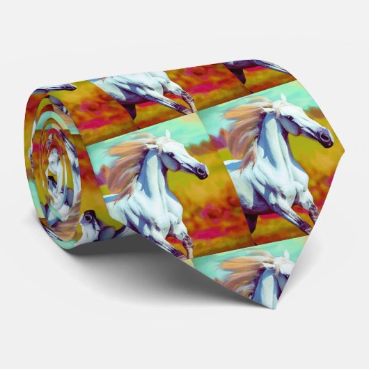 Cravate Crochet blanc à cheval (Roulé)