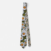 Cravate Crochet White Daisies Spring Wildflowers (Devant)