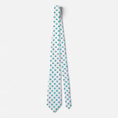 Cravate Crochets turquoises sur blanc (Devant)