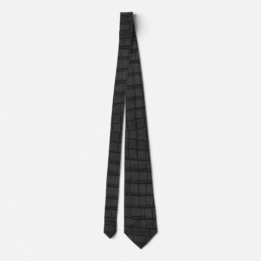 Cravate Crocodile noir en cuir imprimé (Dos)