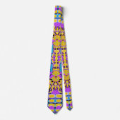 Cravate Crocodile Peau Jaune Bleu Violet Art Abstrait (Devant)